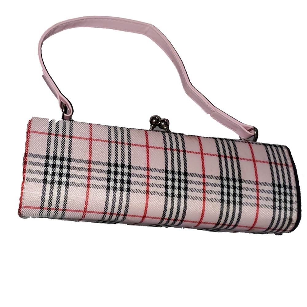 GOOD CONDITION: Light Pink plaid shoulder purse